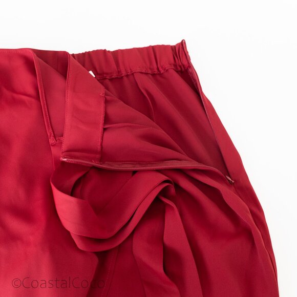 Halara Wrap Pants M Red High Waist Tie Side Wide Leg Office Work Career Holiday - Picture 6 of 9